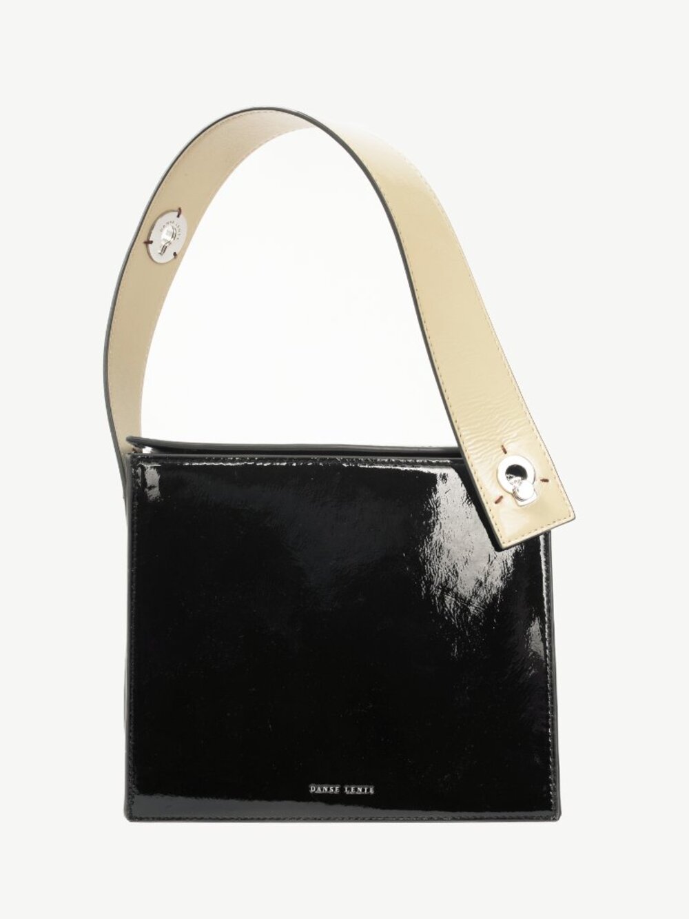 Danse Lente Zoe Black & Buttercream Geometric Leather Shoulder Bag